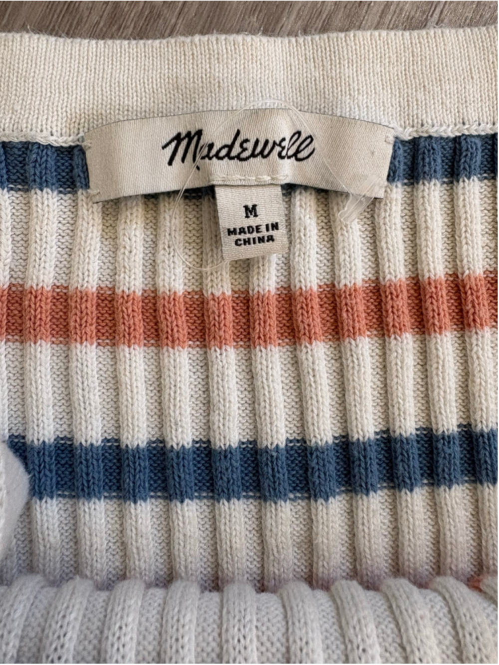 Madewell Striped Apron Sweater Tank Top Ribbed Knit Cotton Hemp Size M - Picture 7 of 9